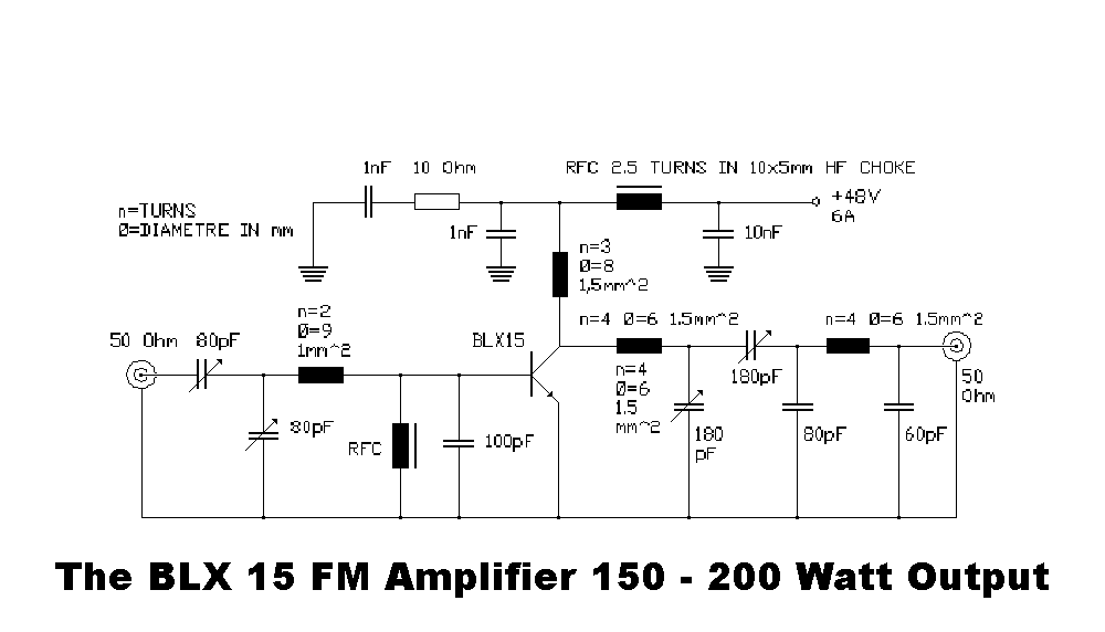Schematic Of A BLX 15 - 150 To 200 Watt FM HF Amplifier